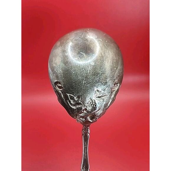 Antique 1908 Rogers LA VIGNE Solid Smooth Casserole Spoon 8 7/8" A1 Silverplate - Picture 6 of 7